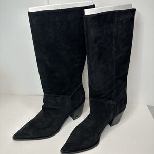 Sam Edelman Leahla Black Suede Heel Boot, Size 10M